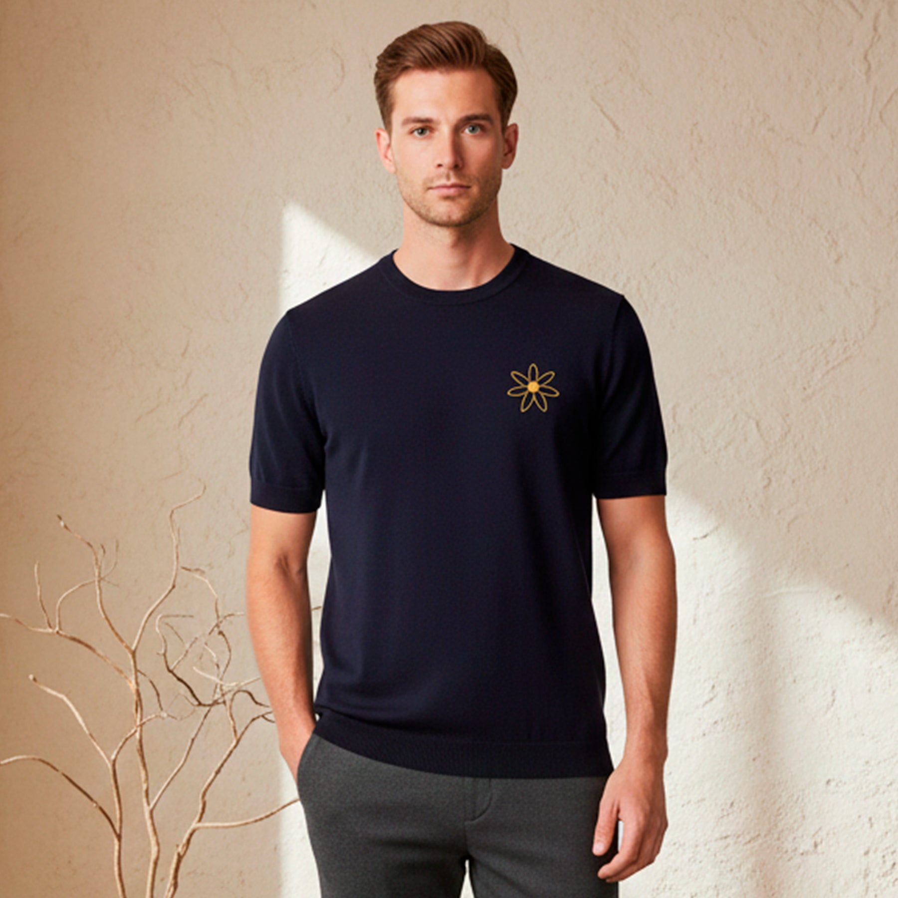 KNIT SHIRT MEN MODEL ADVENTUROUS COLOR NAVY